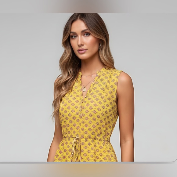 Boho Print Tassel Tie Ruffle Hem Dress - Picture 2 of 6